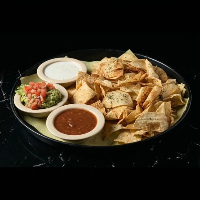 Chips & Salsa & Queso Cup.