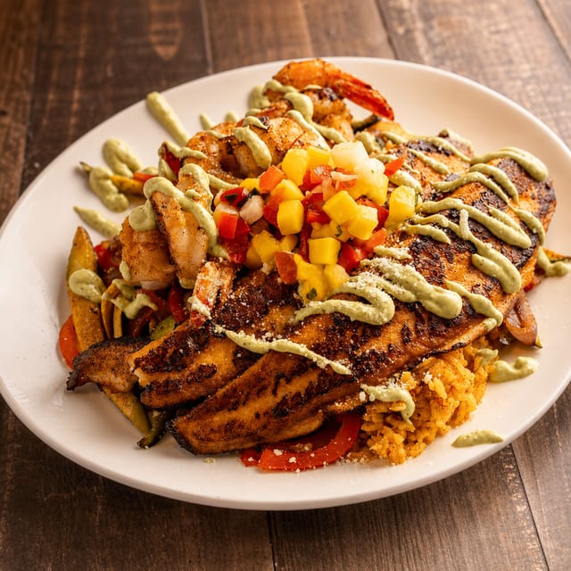 Fish & Shrimp & Veggies Plate.