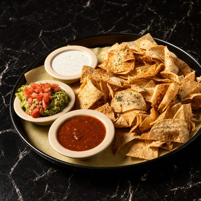 Chips & Salsa & Queso Cup.