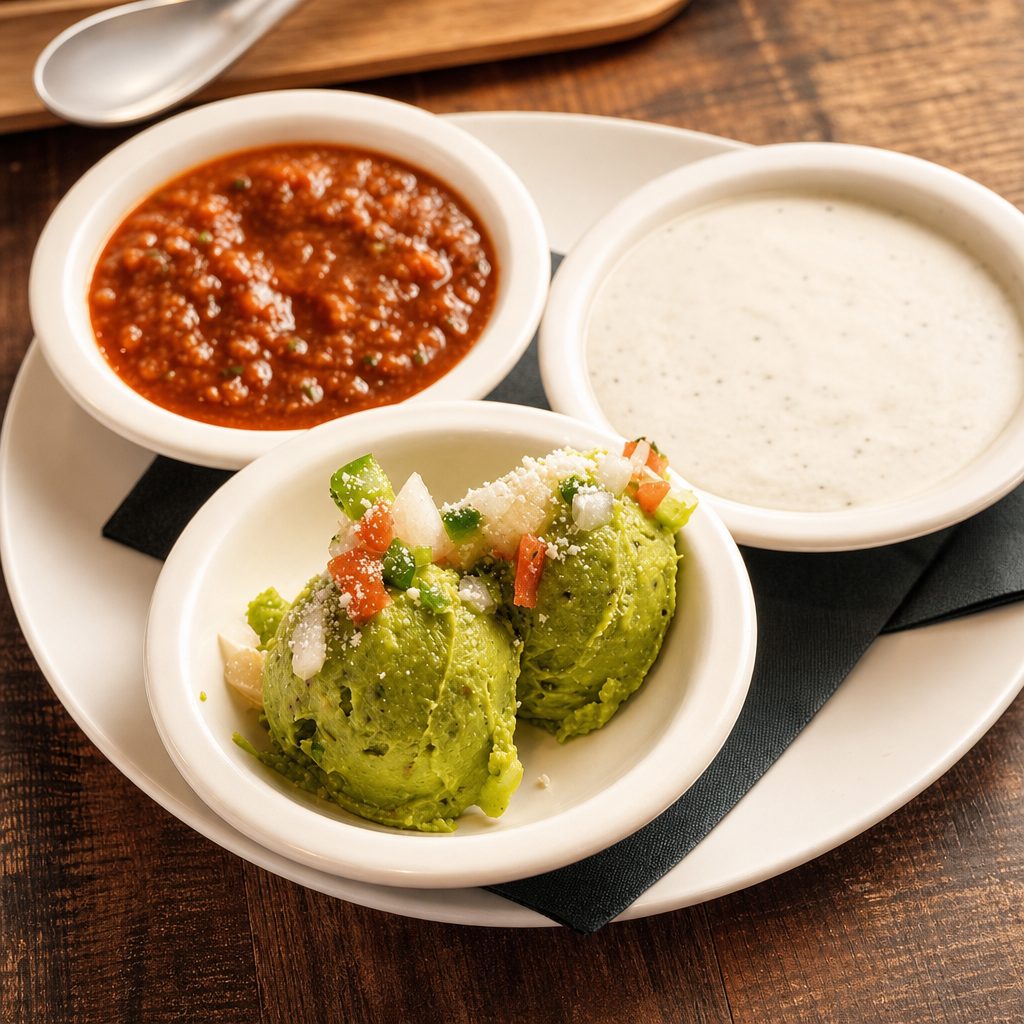 Dip Sampler w/Taco Meat Queso.